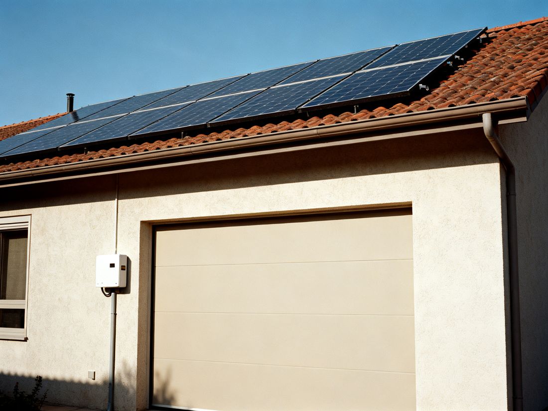 Einfamilienhaus mit Photovoltaikanlage und Wallbox an der Garage