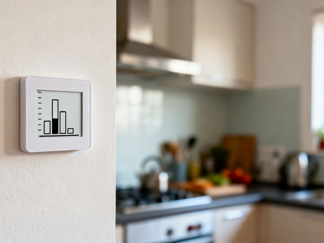 Energieanzeige an einer Küchenwand mit einfacher Balkendarstellung